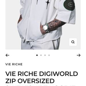 White Oversized Zip Hoodie